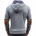 Men's Fashion Button Pockets Zipper Drawstring Hoodies Color Block Casual Sweatshirts