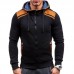 Men's Fashion Button Pockets Zipper Drawstring Hoodies Color Block Casual Sweatshirts