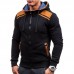Men's Fashion Button Pockets Zipper Drawstring Hoodies Color Block Casual Sweatshirts