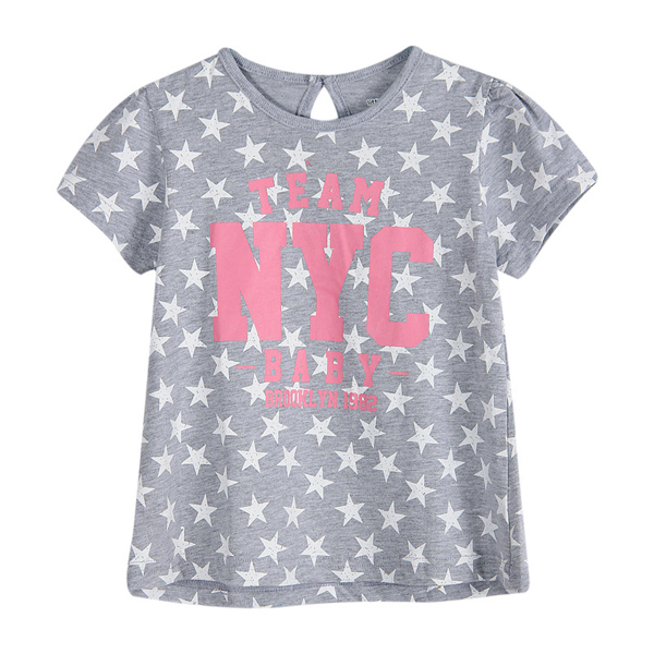 2015 New Little Maven Baby Girl Children Summer Grey Short Sleeve T-shirt Top+Plant