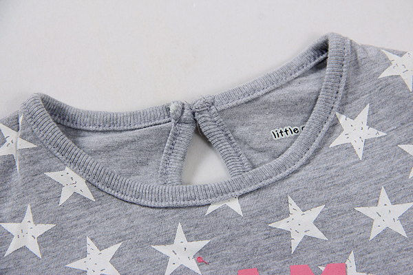 2015 New Little Maven Baby Girl Children Summer Grey Short Sleeve T-shirt Top+Plant