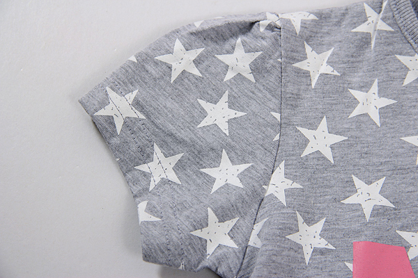 2015 New Little Maven Baby Girl Children Summer Grey Short Sleeve T-shirt Top+Plant