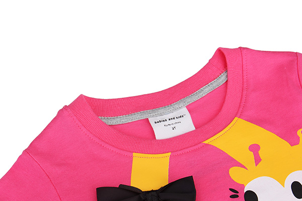 2015 New Summer Baby Girl Children Giraffe Rose Red Cotton Short Sleeve T-shirt Tee