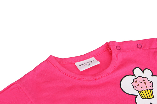 2015 New Summer Baby Girl Children Monkey Rose Red Cotton Short Sleeve T-shirt