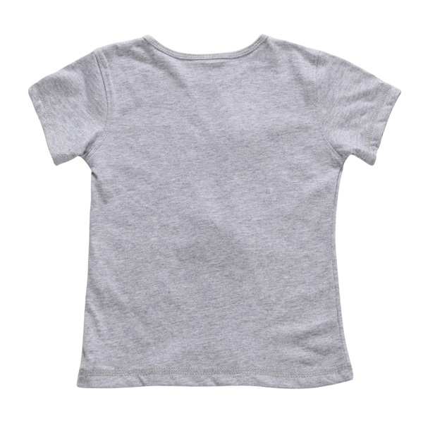 2015 New Little Maven Summer Baby Girl Children Dog Grey Cotton Short Sleeve T-shirt