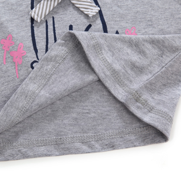2015 New Little Maven Summer Baby Girl Children Dog Grey Cotton Short Sleeve T-shirt