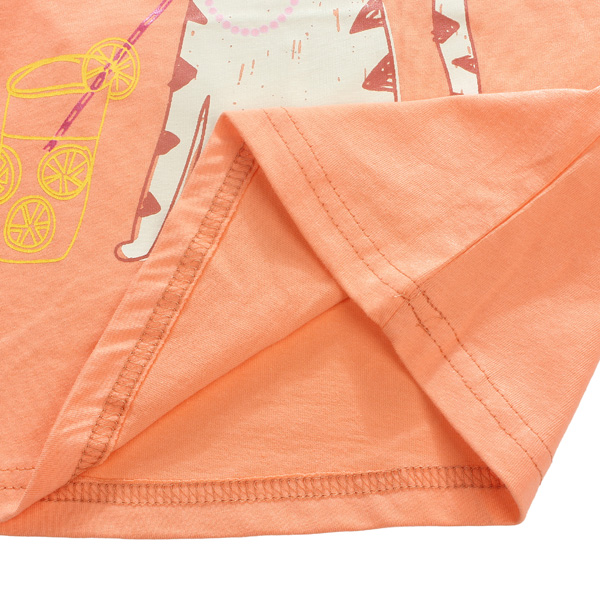2015 New Little Maven Baby Girl Children Cat Orange Cotton Short Sleeve T-shirt
