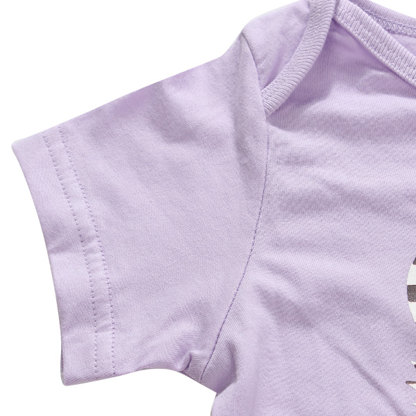 2015 New Little Maven Baby Girl Children Rabbit Purple Cotton Short Sleeve T-shirt Top