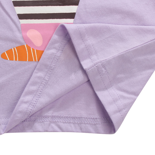 2015 New Little Maven Baby Girl Children Rabbit Purple Cotton Short Sleeve T-shirt Top
