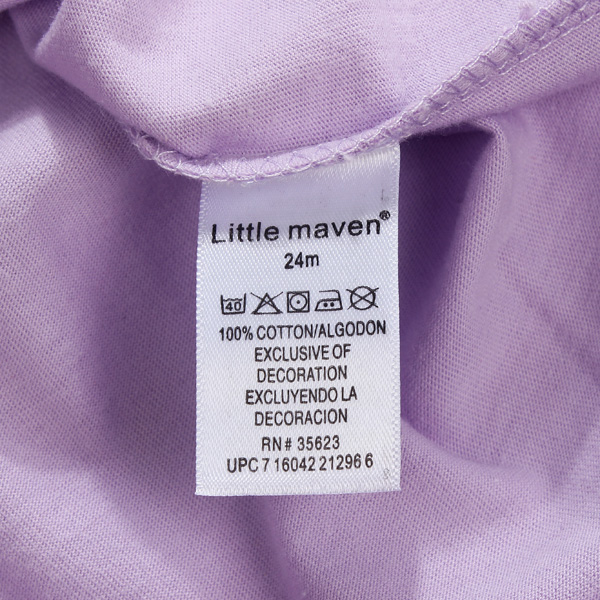 2015 New Little Maven Baby Girl Children Rabbit Purple Cotton Short Sleeve T-shirt Top