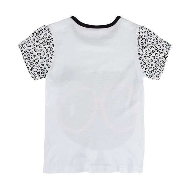 2015 New Summer Baby Girl Children Glasses Cat White Cotton Short Sleeve T-shirt