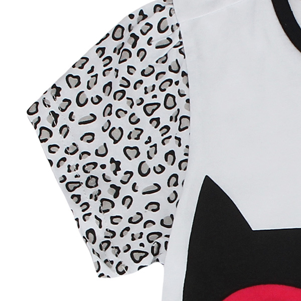 2015 New Summer Baby Girl Children Glasses Cat White Cotton Short Sleeve T-shirt