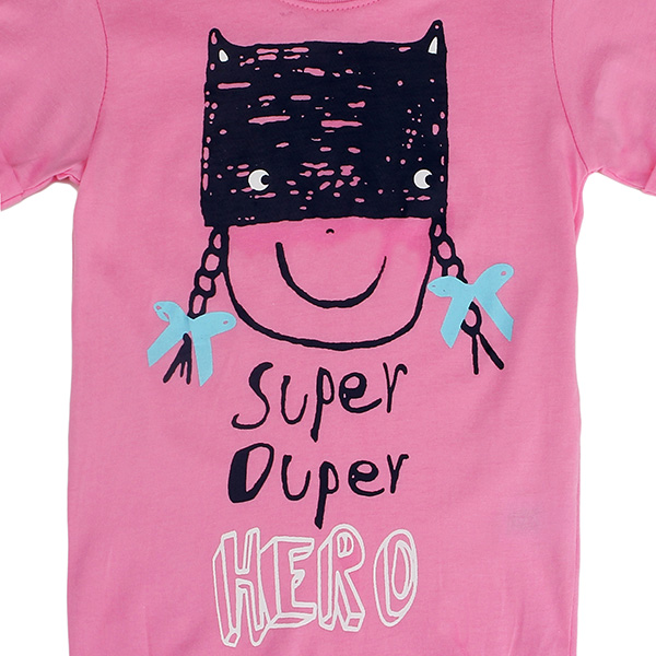 2015 New Summer Baby Girl Children Pink Cotton Short Sleeve T-shirt