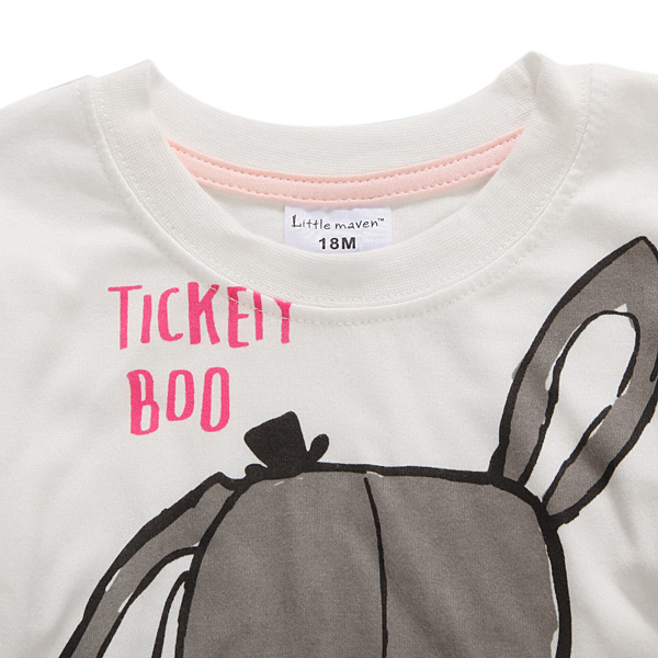 2015 New Little Maven Summer Baby Girl Children Rabbit White Cotton Long Sleeve T-shirt