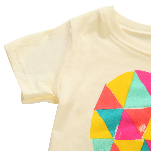 2015 New Little Maven Baby Girl Children Air Balloon Yellow Cotton Short Sleeve T-shirt