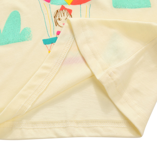 2015 New Little Maven Baby Girl Children Air Balloon Yellow Cotton Short Sleeve T-shirt
