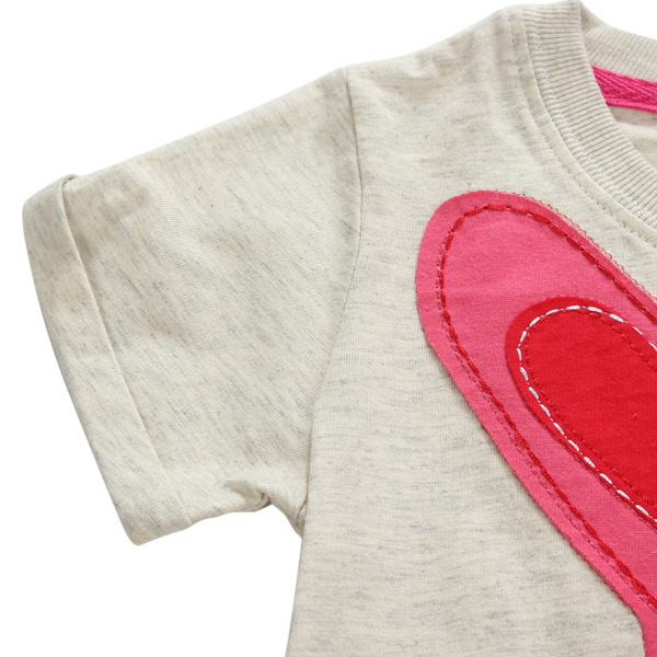 2015 New Little Maven Baby Girl Children Rabbit Light Grey Cotton Short Sleeve T-shirt