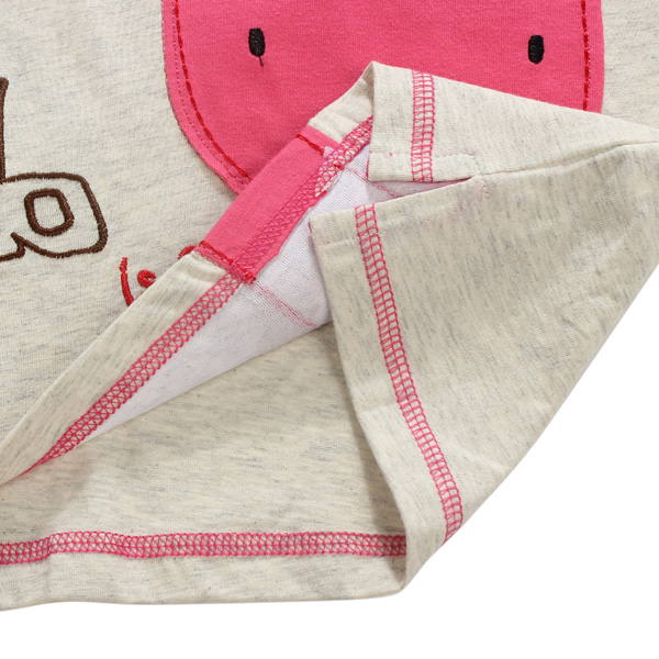 2015 New Little Maven Baby Girl Children Rabbit Light Grey Cotton Short Sleeve T-shirt