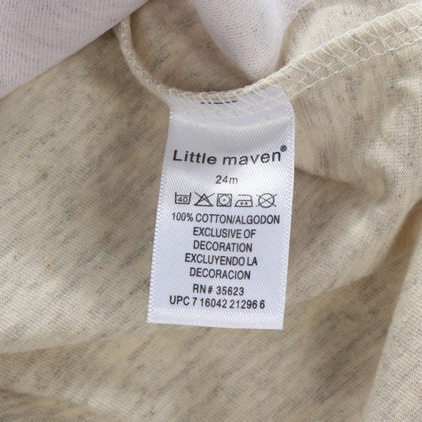 2015 New Little Maven Baby Girl Children Rabbit Light Grey Cotton Short Sleeve T-shirt