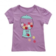 2015 New Little Maven Baby Children Girl Purple Cotton Short Sleeve T-shirt Top